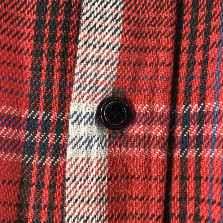 80'S PRENTISS Long Sleeve Flannel Check Shirt Made in USA Men's M Size Vintage unclear red type Vintage Second Hand