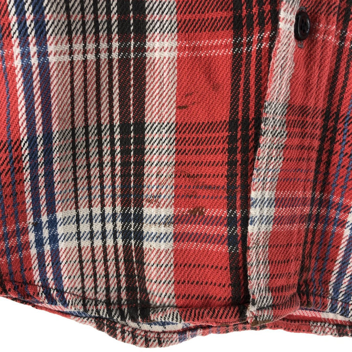 80'S PRENTISS Long Sleeve Flannel Check Shirt Made in USA Men's M Size Vintage unclear red type Vintage Second Hand