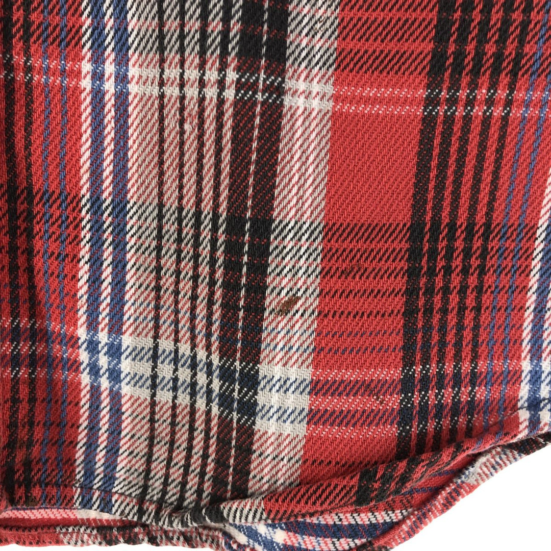 80'S PRENTISS Long Sleeve Flannel Check Shirt Made in USA Men's M Size Vintage unclear red type Vintage Second Hand