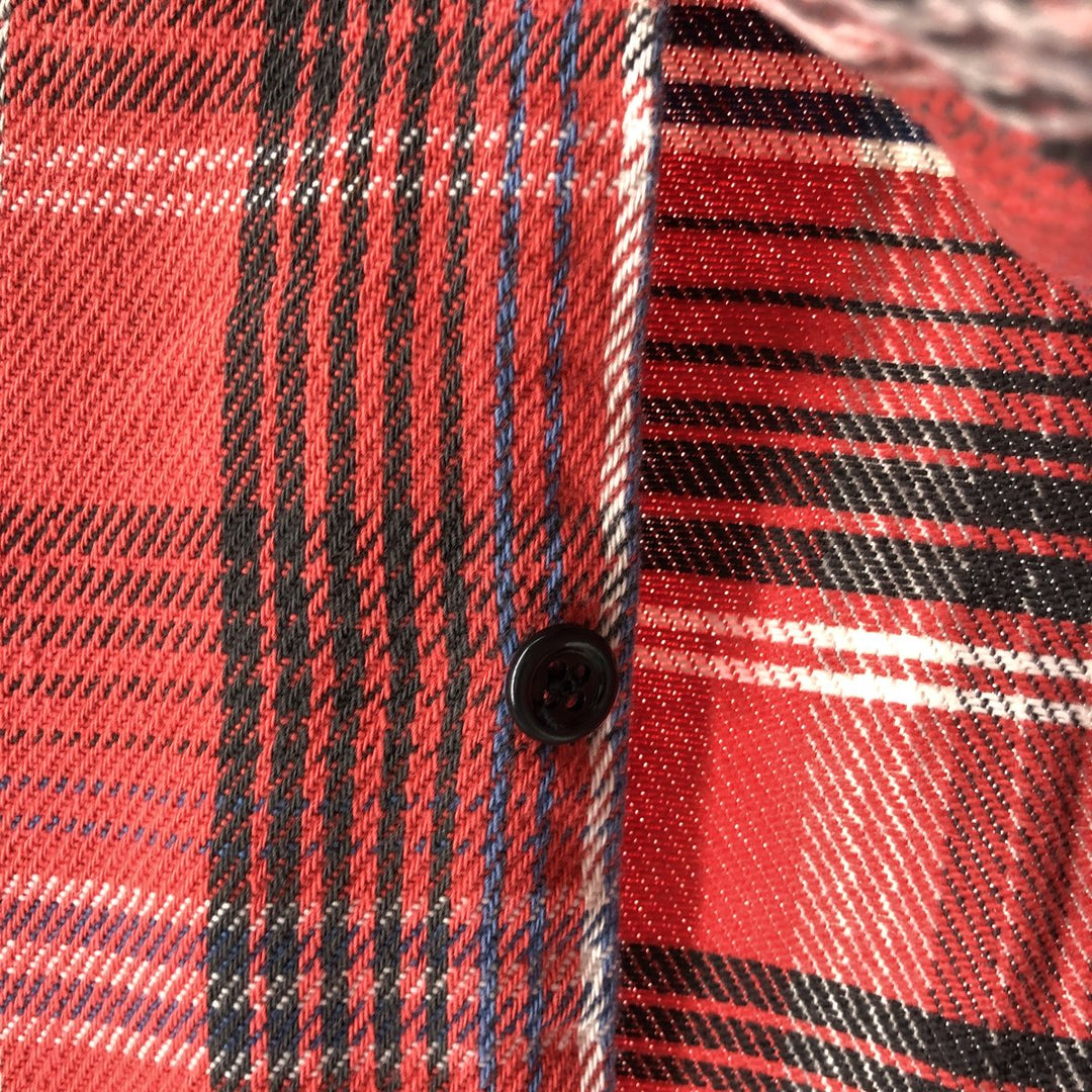 80'S PRENTISS Long Sleeve Flannel Check Shirt Made in USA Men's M Size Vintage unclear red type Vintage Second Hand