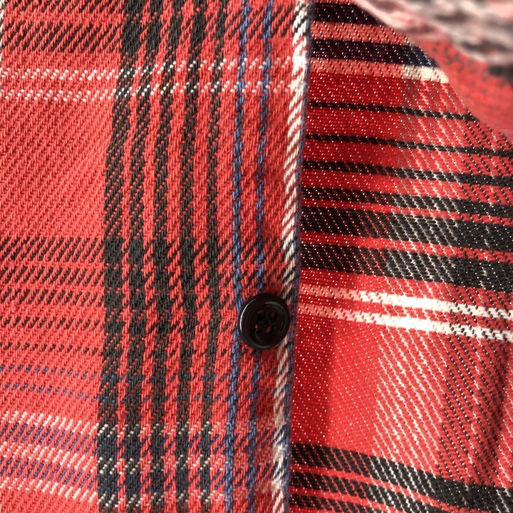 80'S PRENTISS Long Sleeve Flannel Check Shirt Made in USA Men's M Size Vintage unclear red type Vintage Second Hand