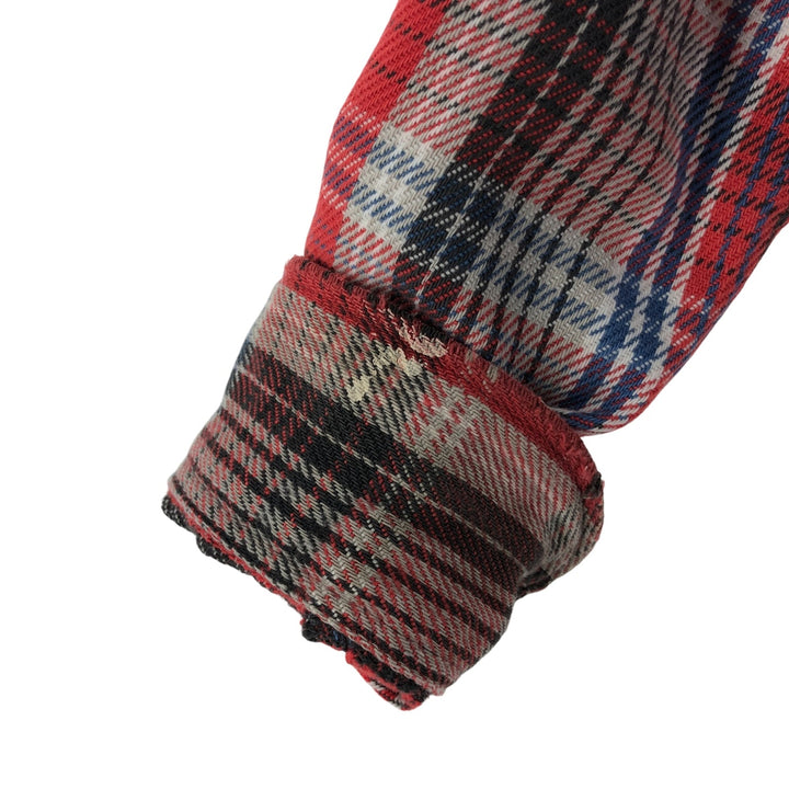 80'S PRENTISS Long Sleeve Flannel Check Shirt Made in USA Men's M Size Vintage unclear red type Vintage Second Hand