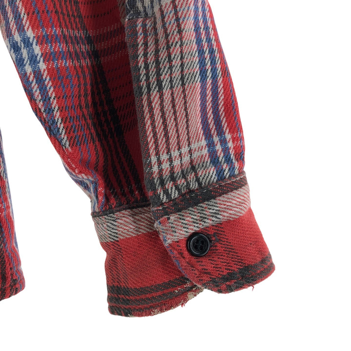 80'S PRENTISS Long Sleeve Flannel Check Shirt Made in USA Men's M Size Vintage unclear red type Vintage Second Hand