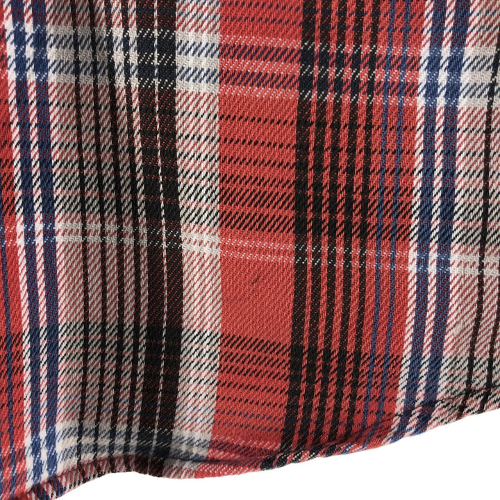80'S PRENTISS Long Sleeve Flannel Check Shirt Made in USA Men's M Size Vintage unclear red type Vintage Second Hand