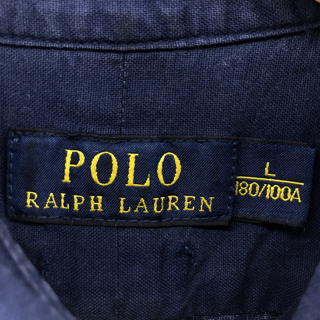 Ralph Lauren POLO RALPH LAUREN short sleeve button down shirt men's size L cotton navy blue type Vintage Second Hand