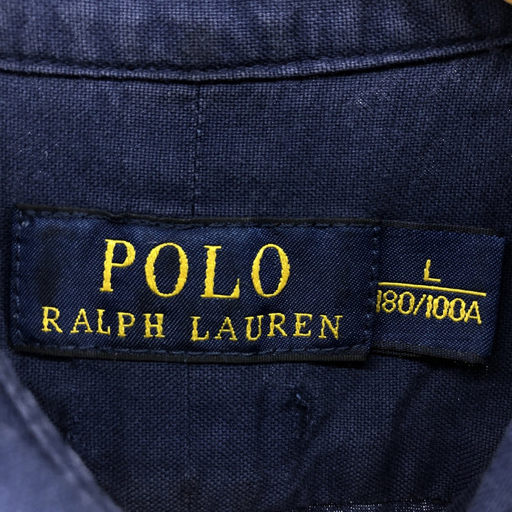 Ralph Lauren POLO RALPH LAUREN short sleeve button down shirt men's size L cotton navy blue type Vintage Second Hand
