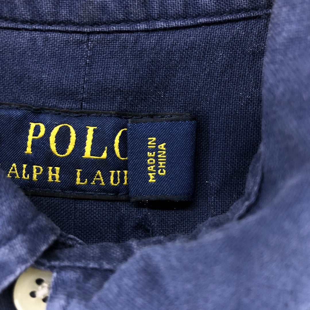 Ralph Lauren POLO RALPH LAUREN short sleeve button down shirt men's size L cotton navy blue type Vintage Second Hand