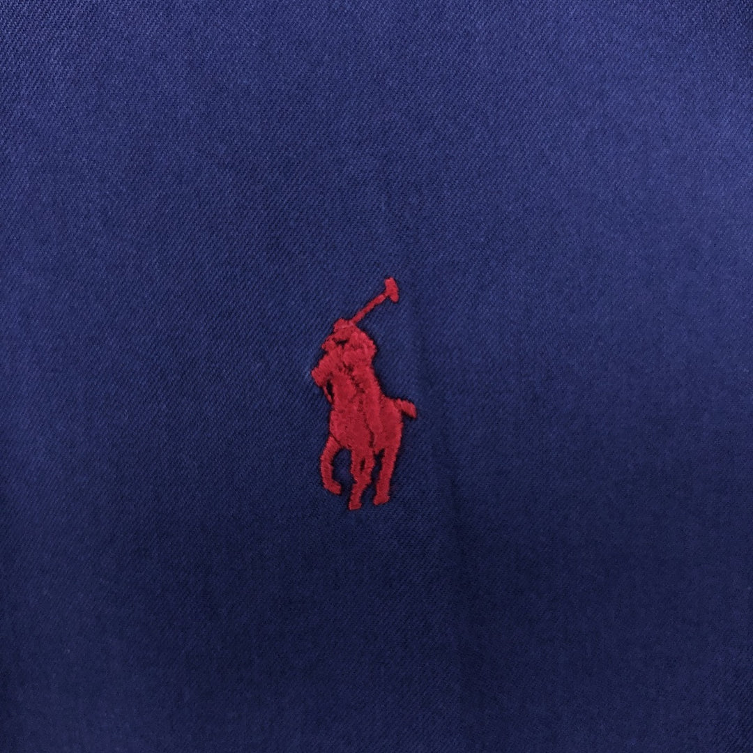 Ralph Lauren SLIM FIT Slim fit short sleeve button down shirt Men's XL equivalent cotton navy blue type Vintage Second Hand