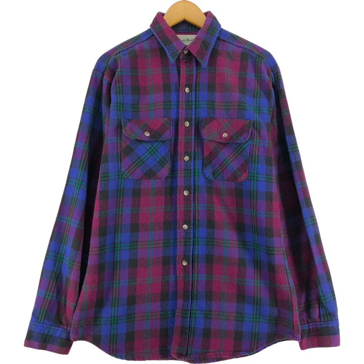 90'S Gander Mountain Long Sleeve Flannel Check Shirt Made in USA Men's Size L Vintage cotton purple type Vintage Second Hand