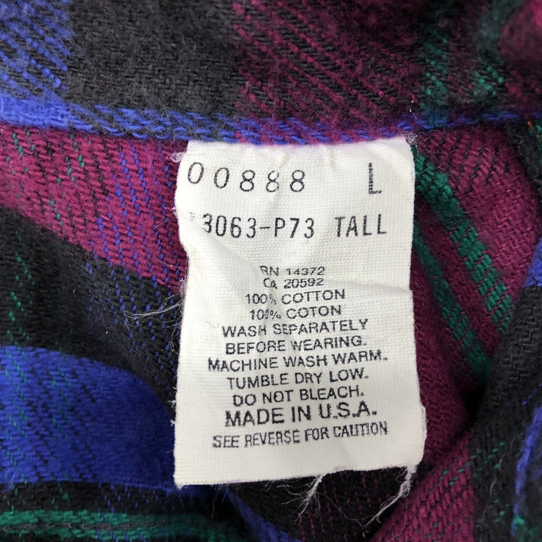 90'S Gander Mountain Long Sleeve Flannel Check Shirt Made in USA Men's Size L Vintage cotton purple type Vintage Second Hand
