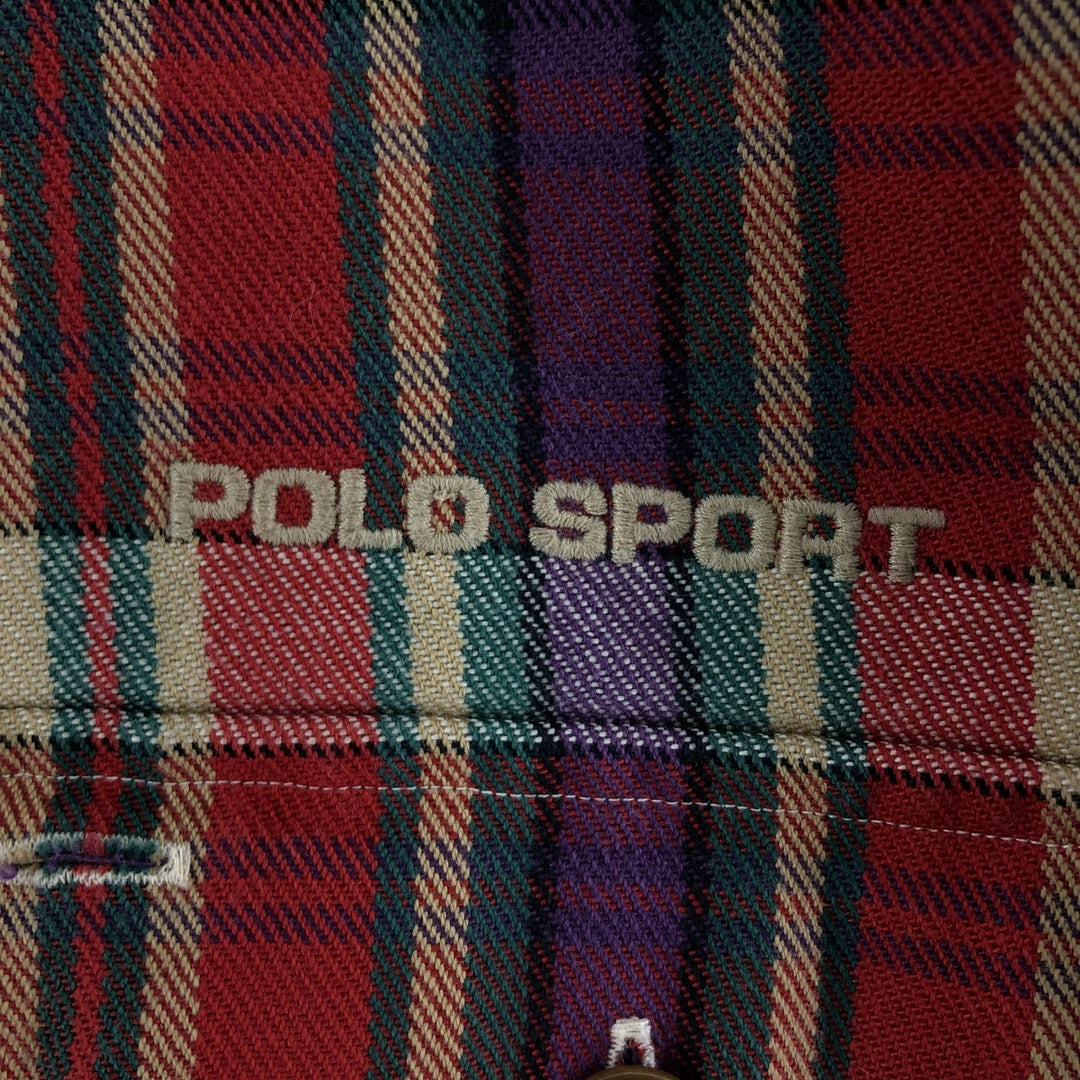 Ralph Lauren POLO SPORT FILMORE long sleeve flannel check shirt, men's size M unclear red type Vintage Second Hand