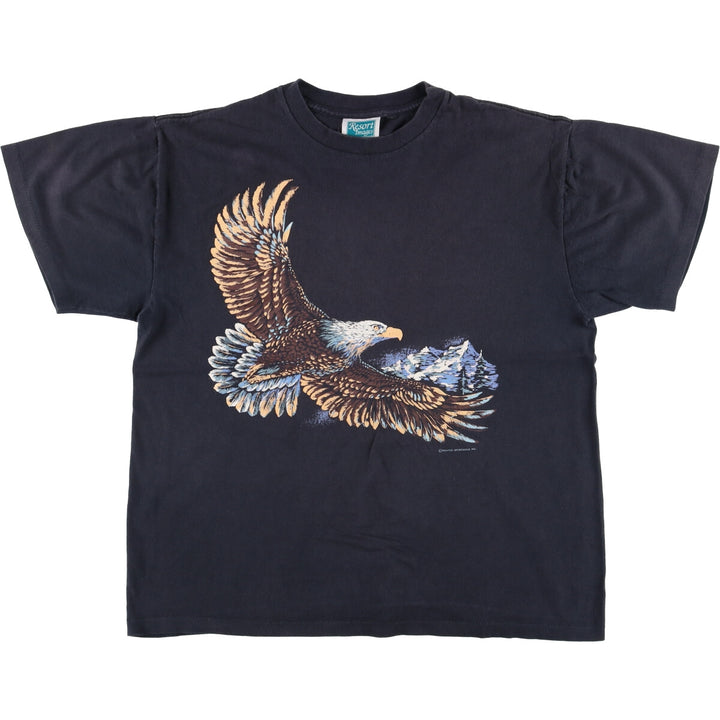 90'S RESORT IMAGES Eagle Pattern Animal T-shirt Made in USA Vintage cotton black type Vintage Second Hand