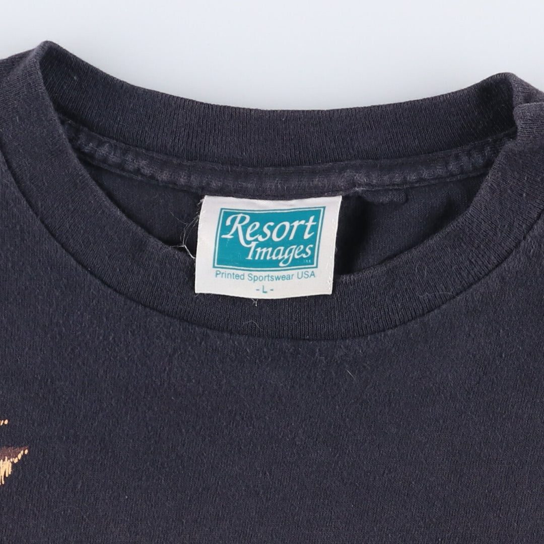 90'S RESORT IMAGES Eagle Pattern Animal T-shirt Made in USA Vintage cotton black type Vintage Second Hand