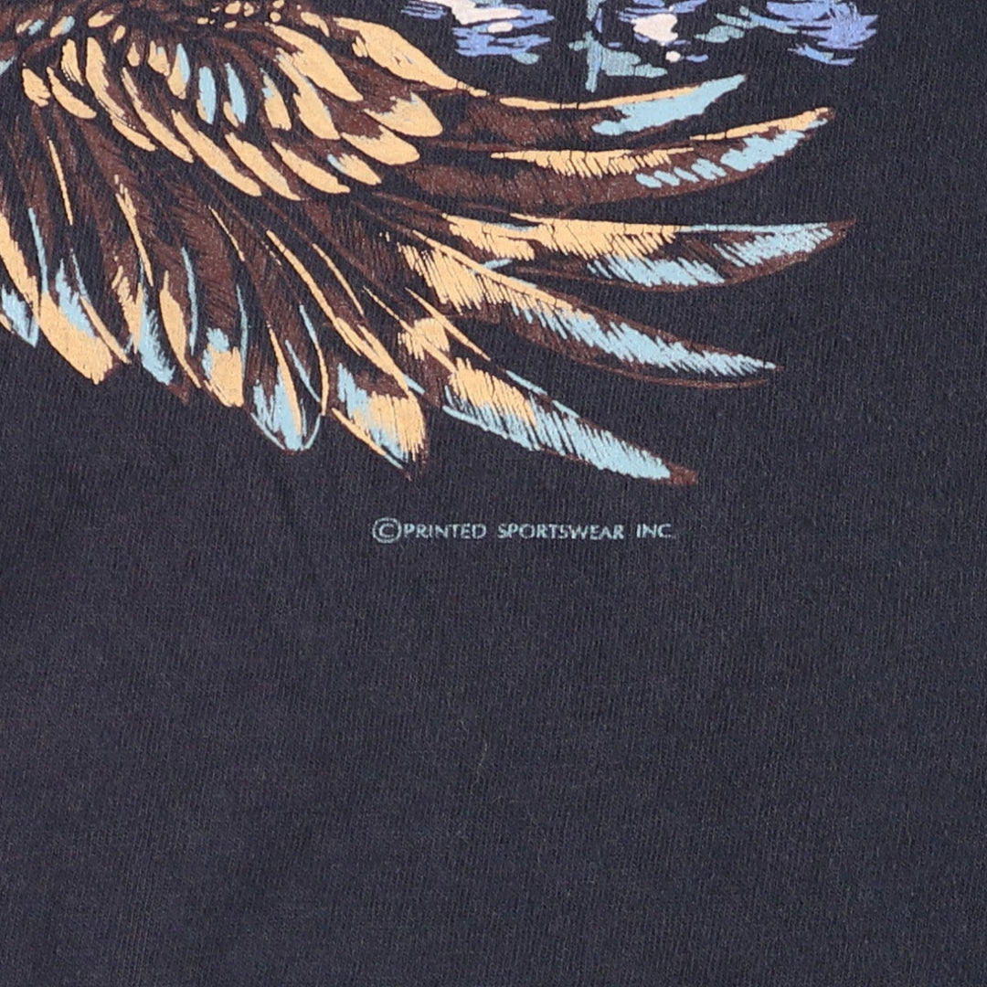 90'S RESORT IMAGES Eagle Pattern Animal T-shirt Made in USA Vintage cotton black type Vintage Second Hand
