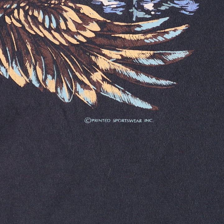 90'S RESORT IMAGES Eagle Pattern Animal T-shirt Made in USA Vintage cotton black type Vintage Second Hand