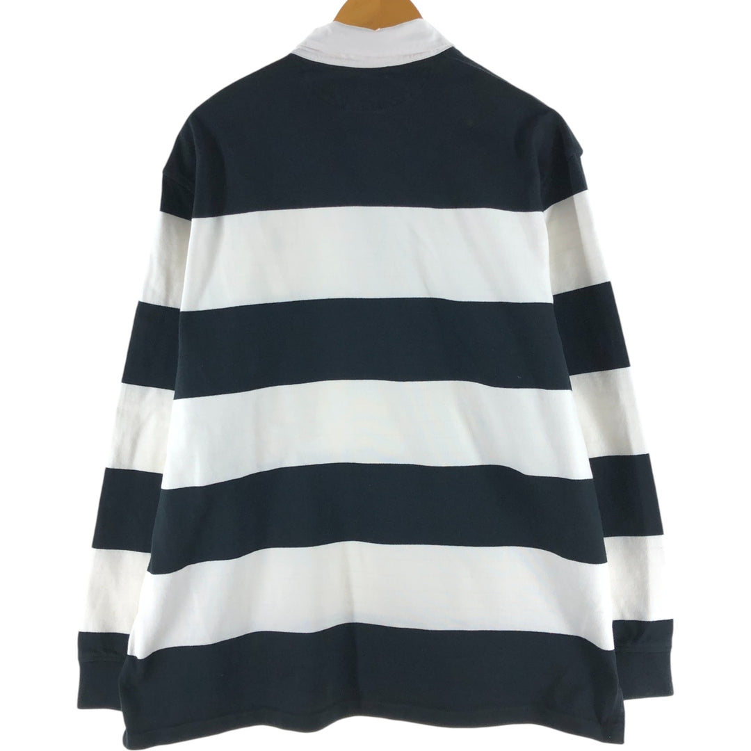 Ralph Lauren POLO by Ralph Lauren Striped Pattern Long Sleeve Rugby Shirt Men's XL cotton black type Vintage Second Hand