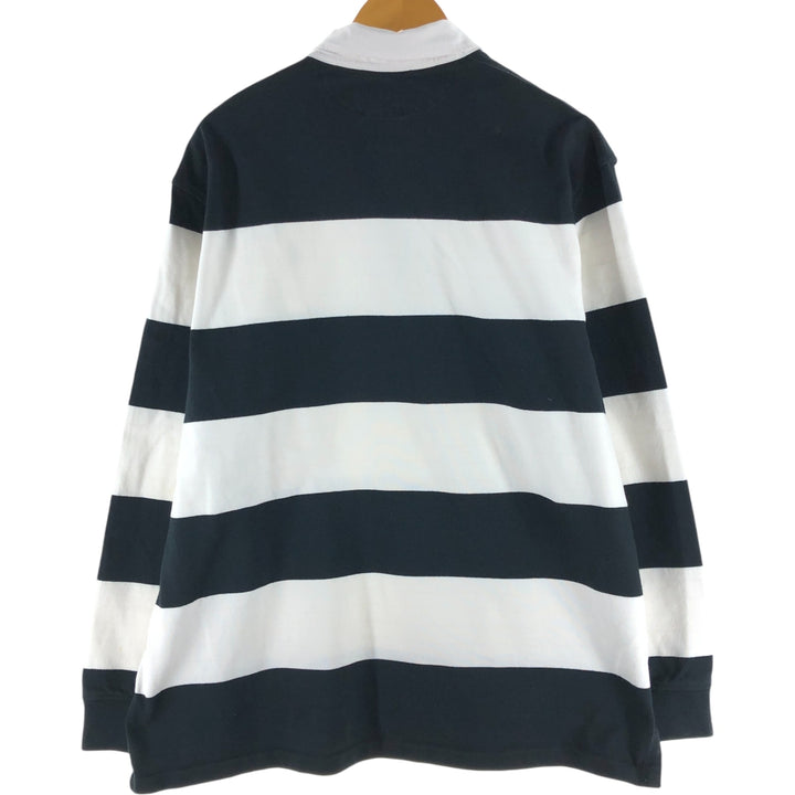 Ralph Lauren POLO by Ralph Lauren Striped Pattern Long Sleeve Rugby Shirt Men's XL cotton black type Vintage Second Hand