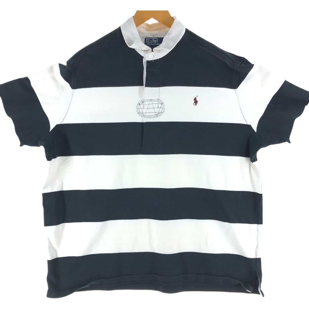 Ralph Lauren POLO by Ralph Lauren Striped Pattern Long Sleeve Rugby Shirt Men's XL cotton black type Vintage Second Hand