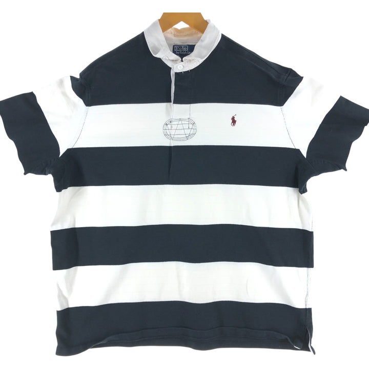 Ralph Lauren POLO by Ralph Lauren Striped Pattern Long Sleeve Rugby Shirt Men's XL cotton black type Vintage Second Hand