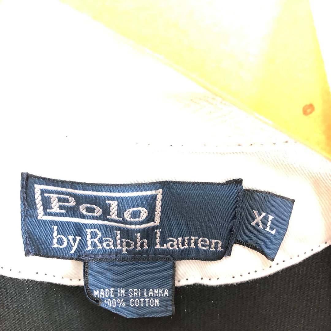 Ralph Lauren POLO by Ralph Lauren Striped Pattern Long Sleeve Rugby Shirt Men's XL cotton black type Vintage Second Hand