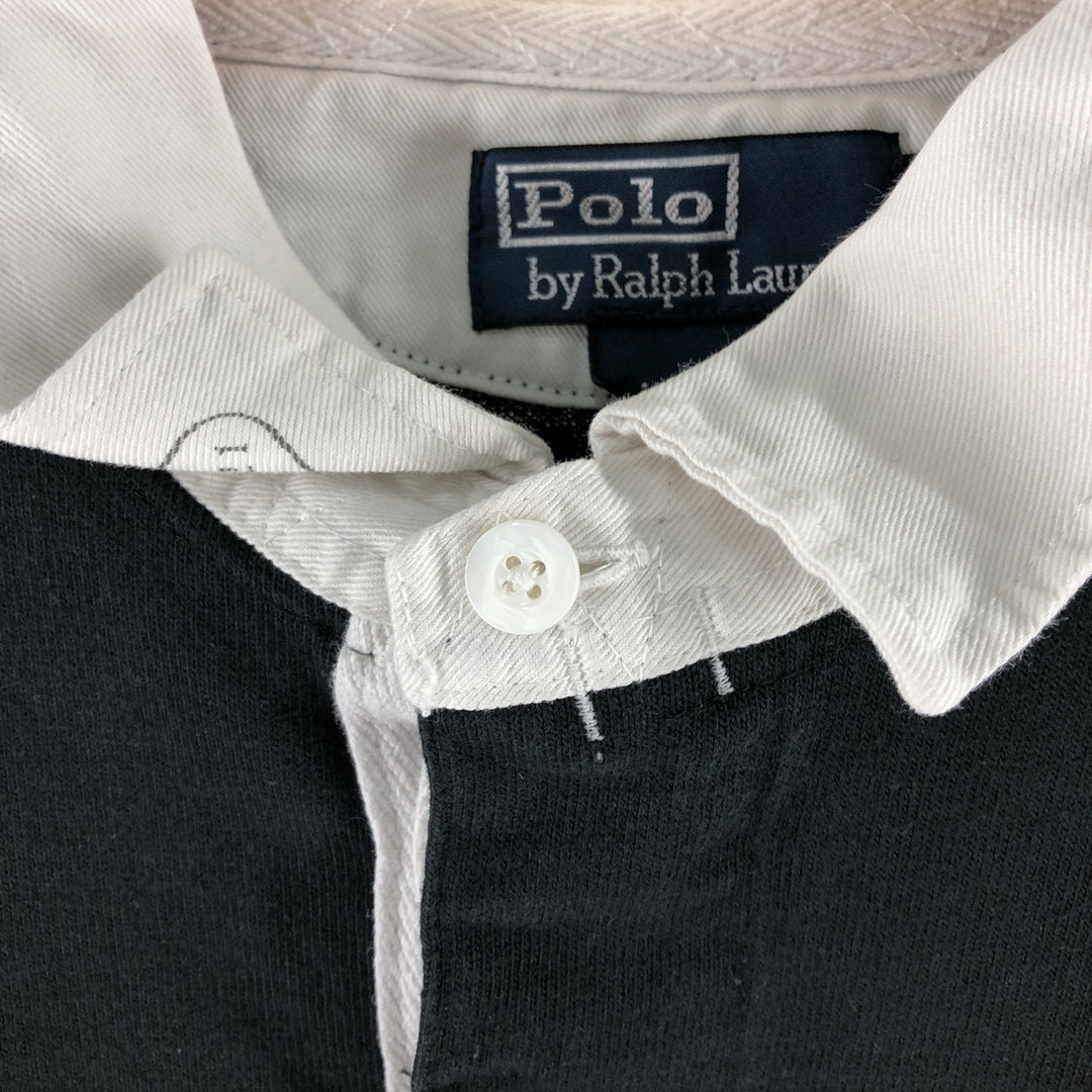 Ralph Lauren POLO by Ralph Lauren Striped Pattern Long Sleeve Rugby Shirt Men's XL cotton black type Vintage Second Hand