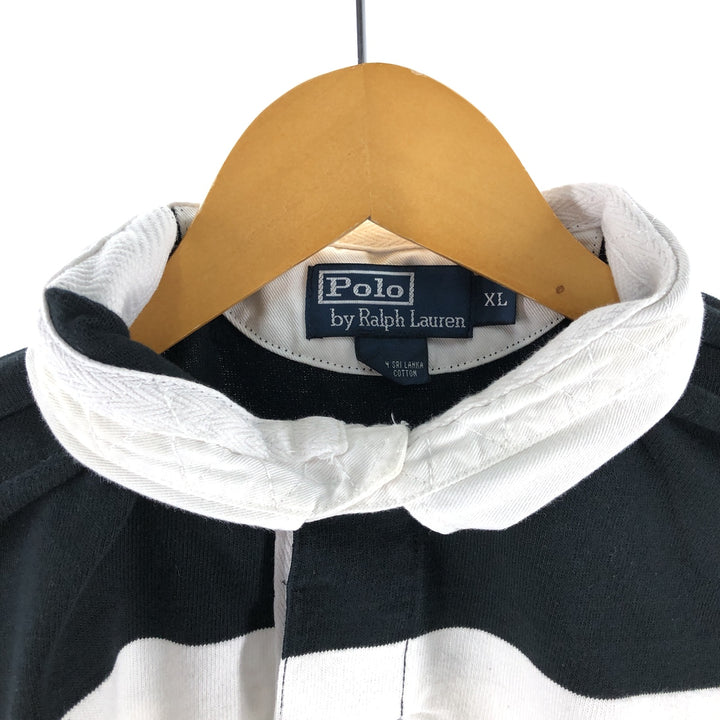Ralph Lauren POLO by Ralph Lauren Striped Pattern Long Sleeve Rugby Shirt Men's XL cotton black type Vintage Second Hand