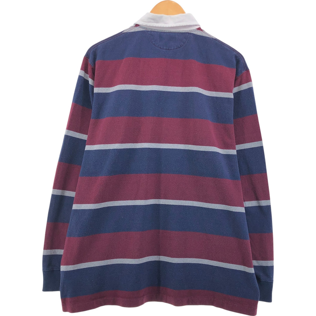 Ralph Lauren POLO RALPH LAUREN CLASSIC FIT Border Pattern Long Sleeve Rugby Shirt Men's XL cotton Red type red-purple Vintage Second Hand
