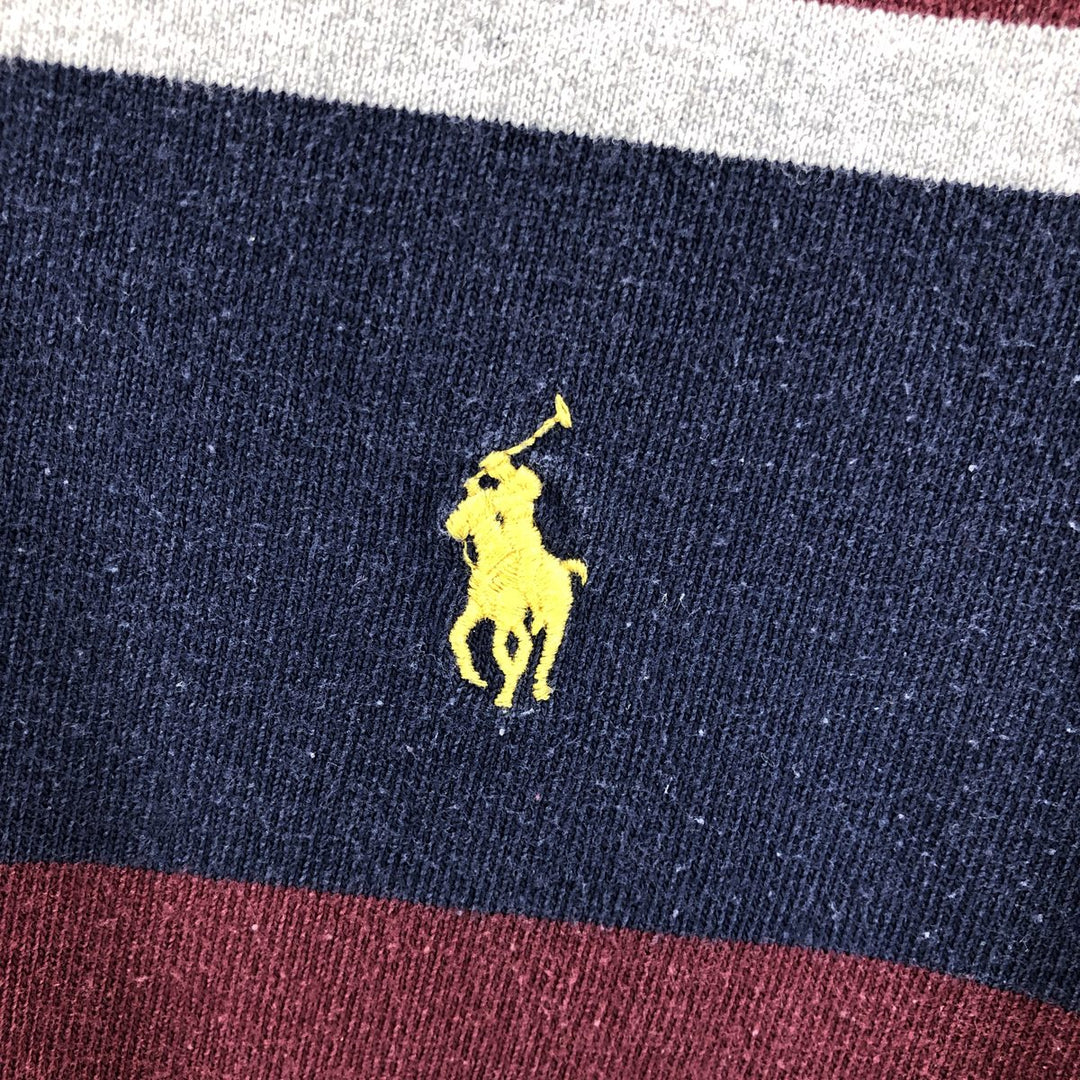 Ralph Lauren POLO RALPH LAUREN CLASSIC FIT Border Pattern Long Sleeve Rugby Shirt Men's XL cotton Red type red-purple Vintage Second Hand