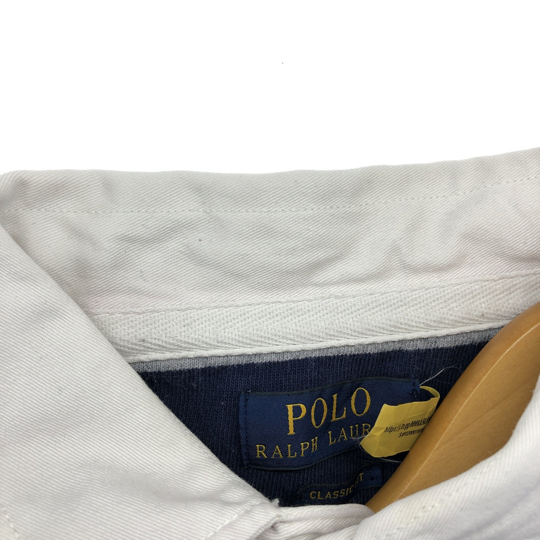 Ralph Lauren POLO RALPH LAUREN CLASSIC FIT Border Pattern Long Sleeve Rugby Shirt Men's XL cotton Red type red-purple Vintage Second Hand