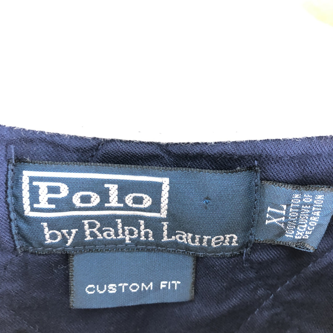 Ralph Lauren POLO by Ralph Lauren CUSTOM FIT Border Pattern Long Sleeve Rugby Shirt Men's XL cotton navy blue type Vintage Second Hand