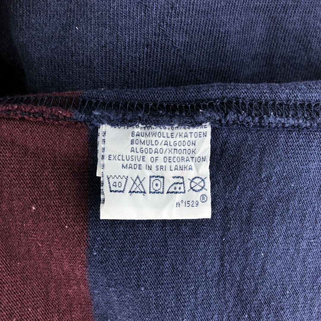 Ralph Lauren POLO by Ralph Lauren CUSTOM FIT Border Pattern Long Sleeve Rugby Shirt Men's XL cotton navy blue type Vintage Second Hand