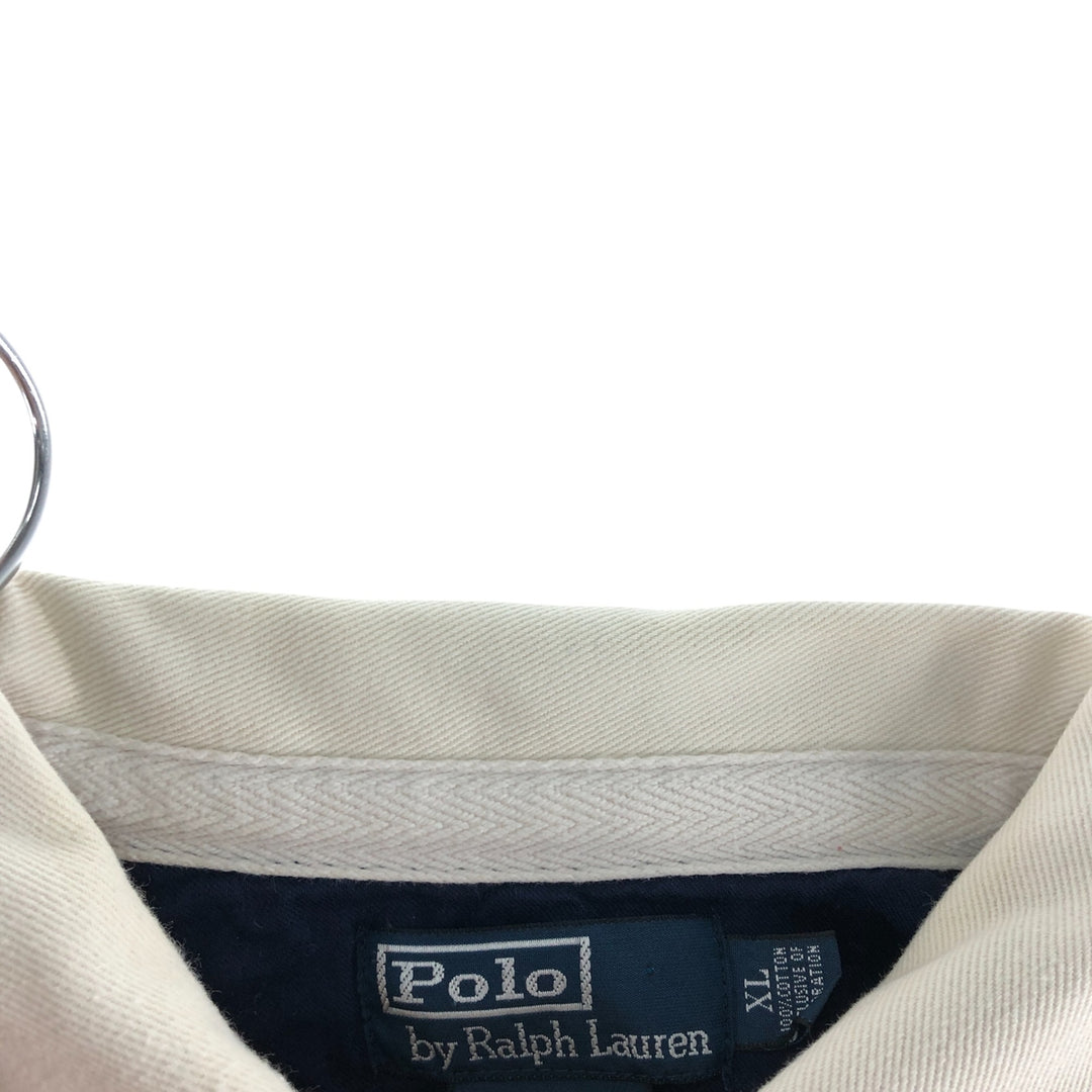 Ralph Lauren POLO by Ralph Lauren CUSTOM FIT Border Pattern Long Sleeve Rugby Shirt Men's XL cotton navy blue type Vintage Second Hand