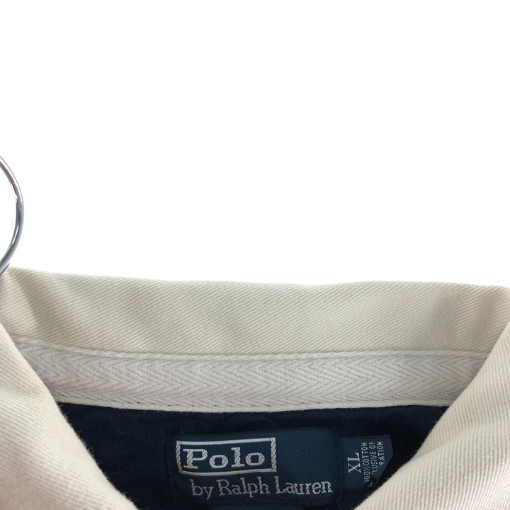Ralph Lauren POLO by Ralph Lauren CUSTOM FIT Border Pattern Long Sleeve Rugby Shirt Men's XL cotton navy blue type Vintage Second Hand