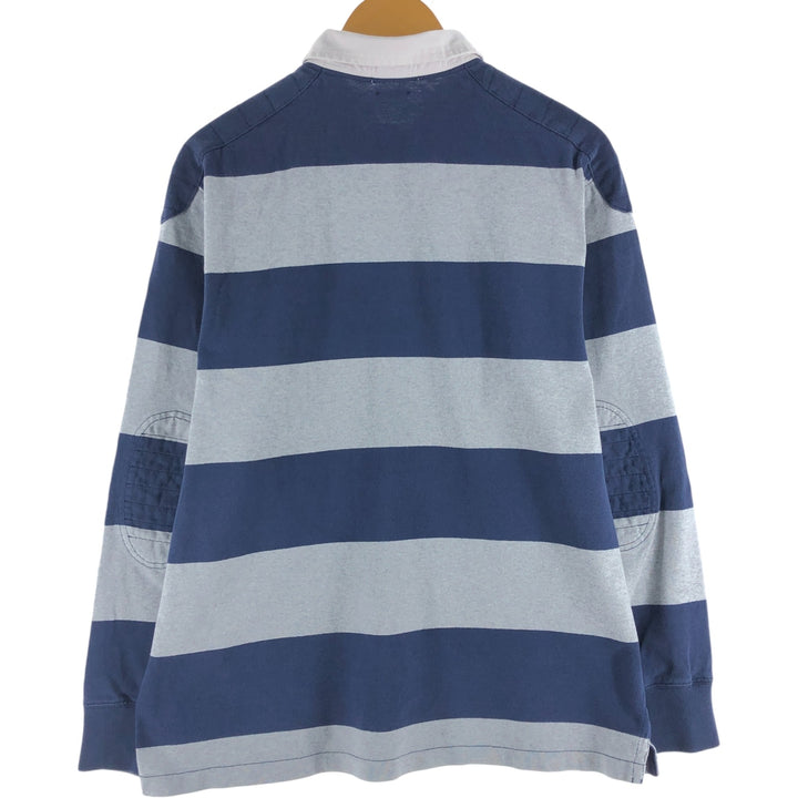 Ralph Lauren POLO RALPH LAUREN CUSTOM FIT Border Pattern Long Sleeve Rugby Shirt Men's XL cotton gray type Vintage Second Hand