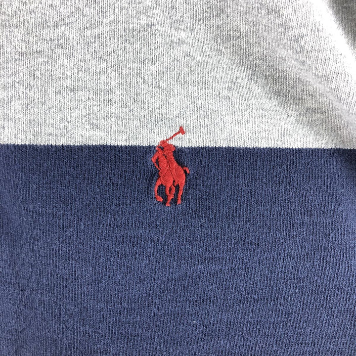 Ralph Lauren POLO RALPH LAUREN CUSTOM FIT Border Pattern Long Sleeve Rugby Shirt Men's XL cotton gray type Vintage Second Hand