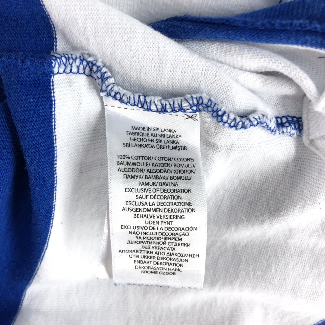 Ralph Lauren POLO RALPH LAUREN Striped Pattern Long Sleeve Rugby Shirt Men's Size L cotton blue type Vintage Second Hand