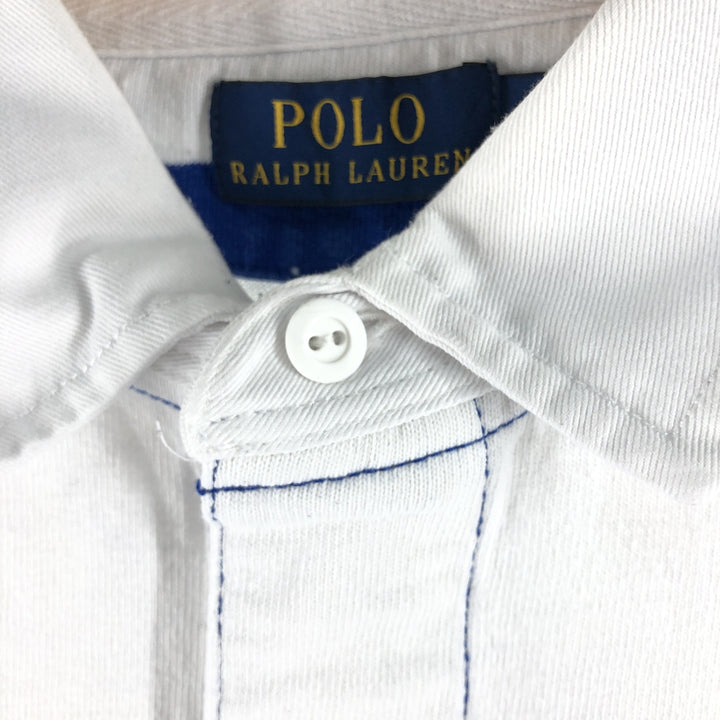 Ralph Lauren POLO RALPH LAUREN Striped Pattern Long Sleeve Rugby Shirt Men's Size L cotton blue type Vintage Second Hand