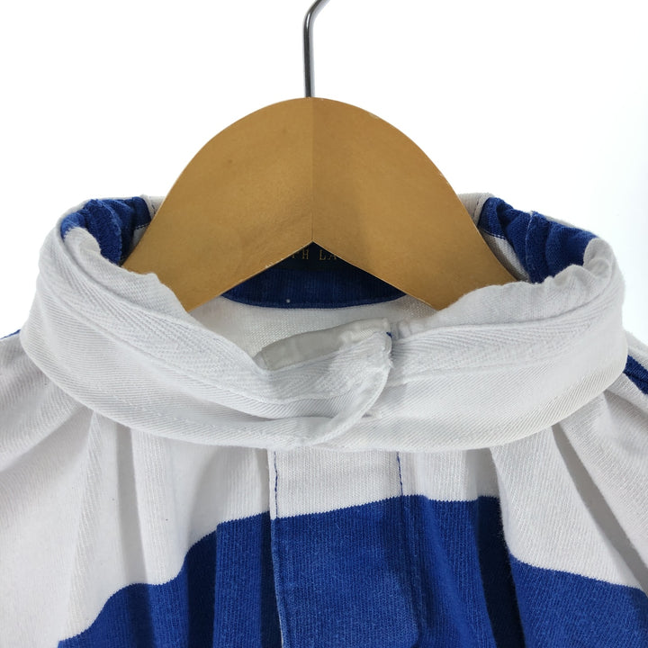 Ralph Lauren POLO RALPH LAUREN Striped Pattern Long Sleeve Rugby Shirt Men's Size L cotton blue type Vintage Second Hand