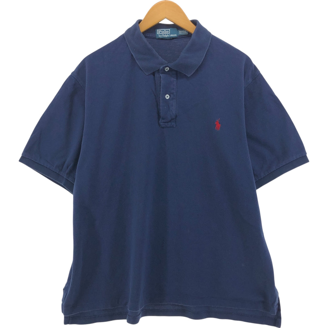 Ralph Lauren POLO by Ralph Lauren short sleeve polo shirt, men's XL size cotton navy blue type Vintage Second Hand
