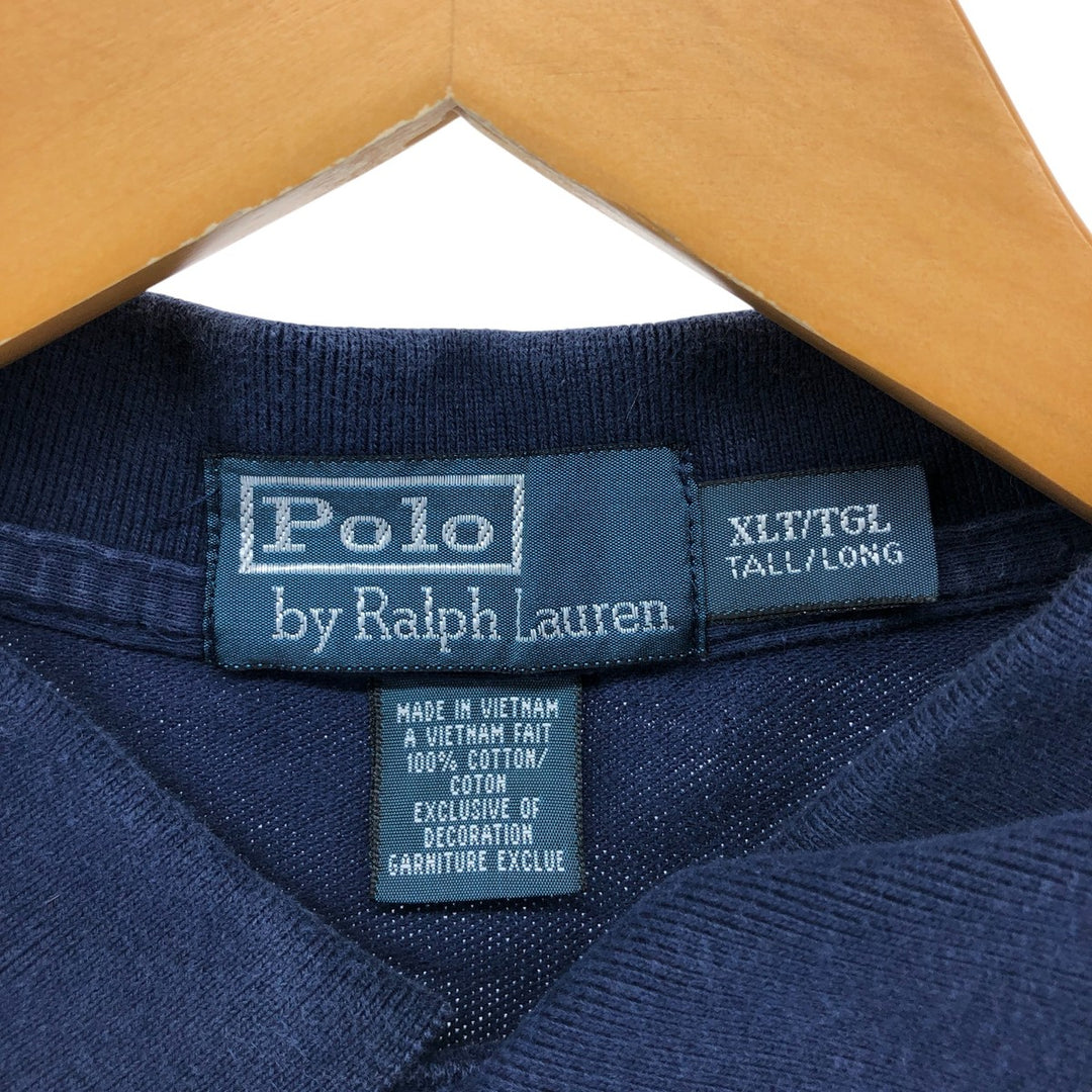 Ralph Lauren POLO by Ralph Lauren short sleeve polo shirt, men's XL size cotton navy blue type Vintage Second Hand