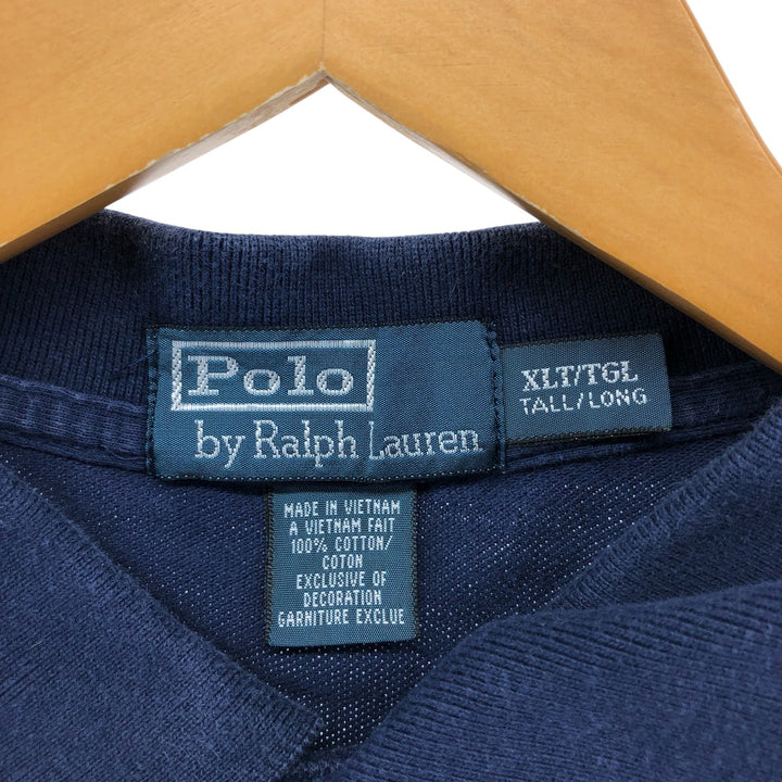 Ralph Lauren POLO by Ralph Lauren short sleeve polo shirt, men's XL size cotton navy blue type Vintage Second Hand