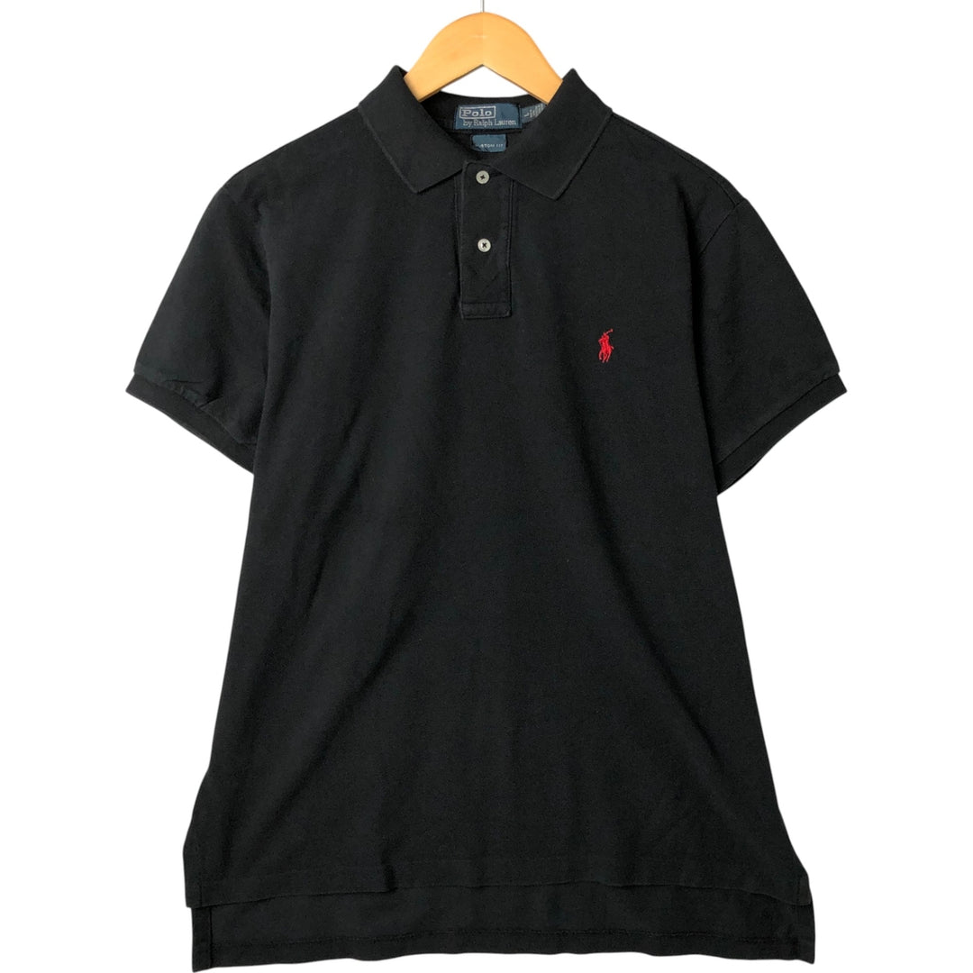Ralph Lauren POLO by Ralph Lauren CUSTOM FIT short sleeve polo shirt, men's size L cotton black type Vintage Second Hand