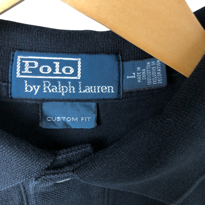 Ralph Lauren POLO by Ralph Lauren CUSTOM FIT short sleeve polo shirt, men's size L cotton black type Vintage Second Hand