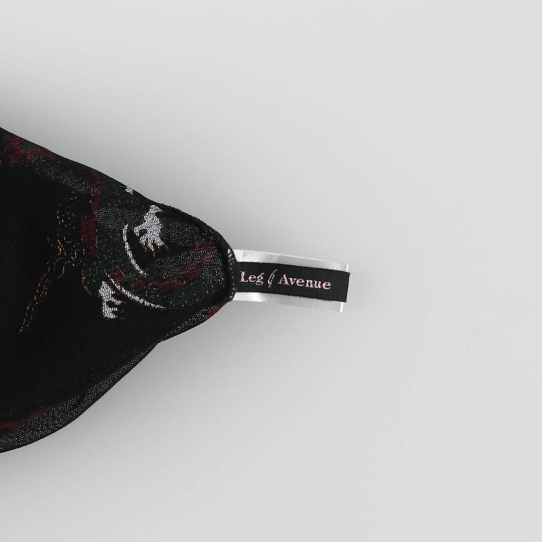 LEG AVENUE Dragon Pattern Maxi Length See-Through Gown Room Robe Women's XL Size Nylon black type Vintage Second Hand