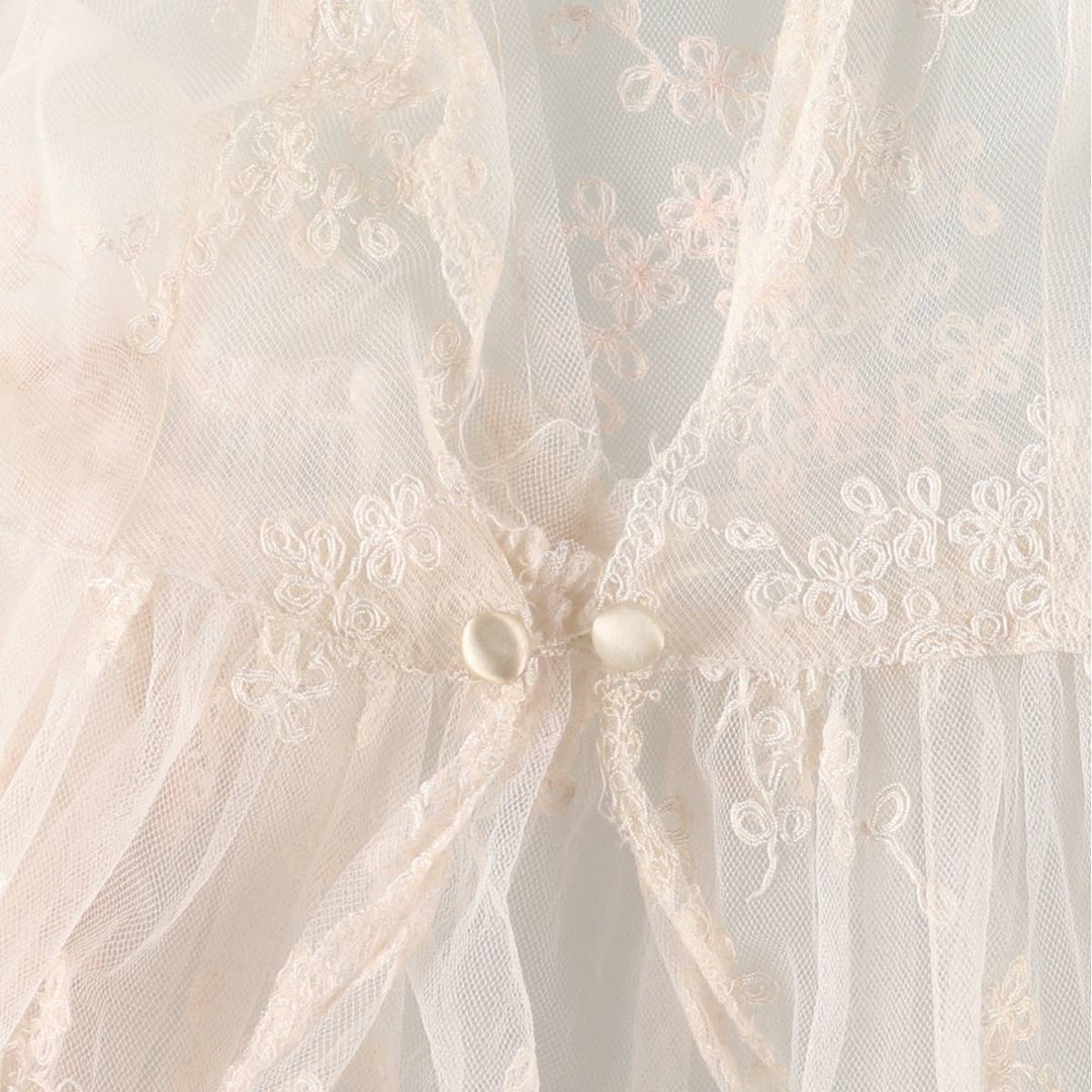 Lingerie gown, women's size L, maxi length, see-through unclear white type Vintage Second Hand