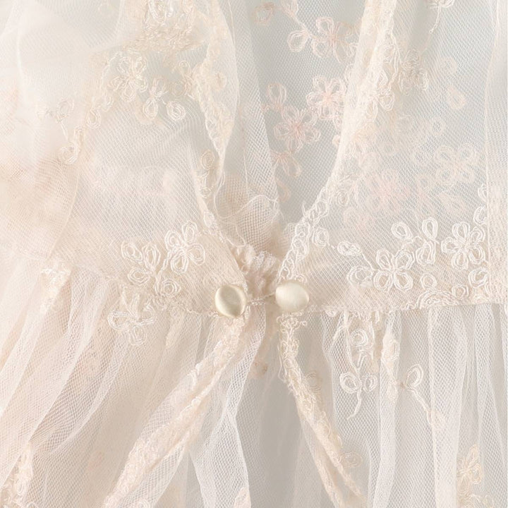 Lingerie gown, women's size L, maxi length, see-through unclear white type Vintage Second Hand