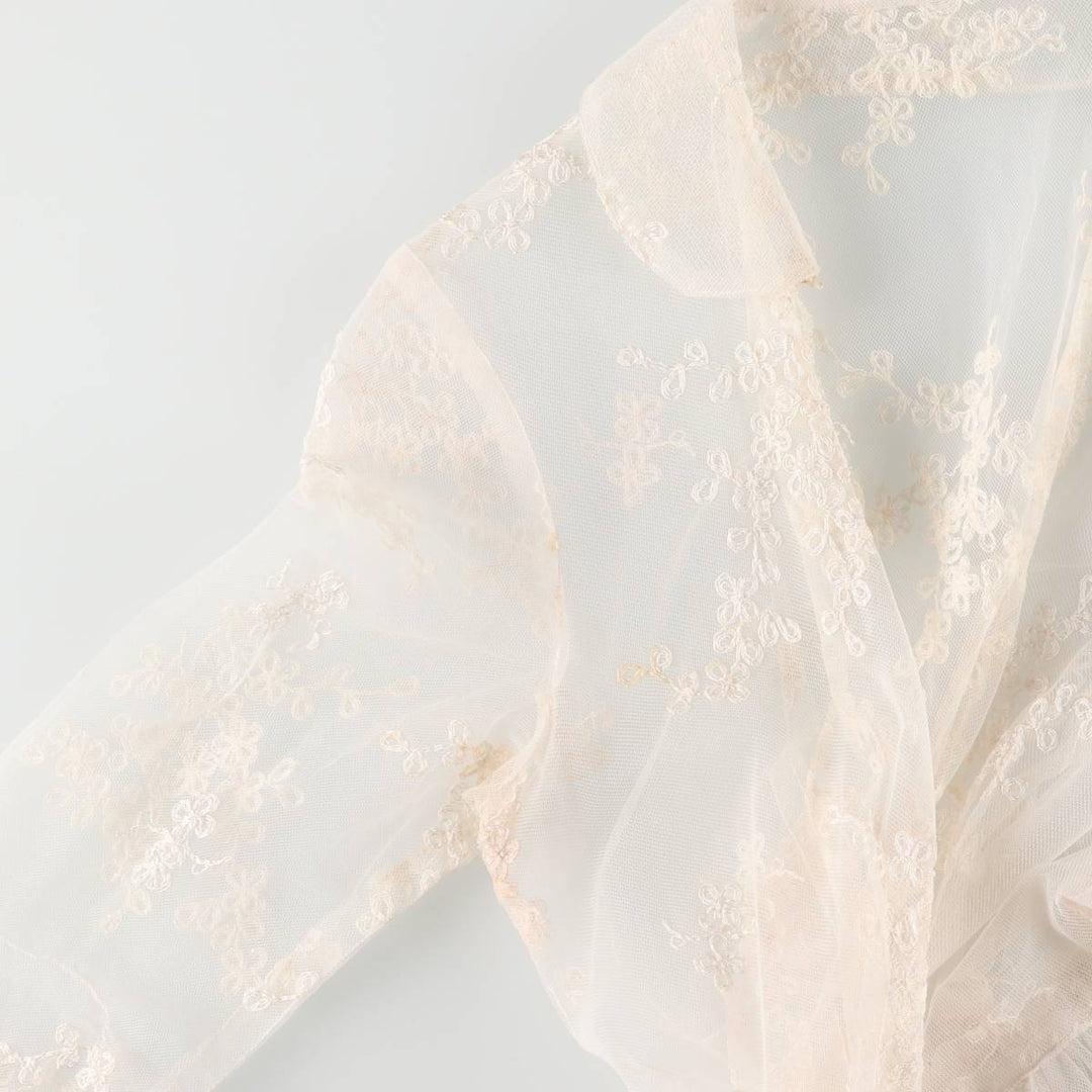 Lingerie gown, women's size L, maxi length, see-through unclear white type Vintage Second Hand