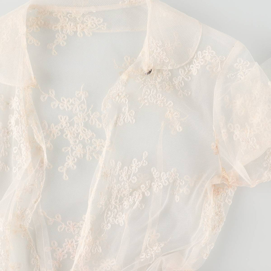 Lingerie gown, women's size L, maxi length, see-through unclear white type Vintage Second Hand