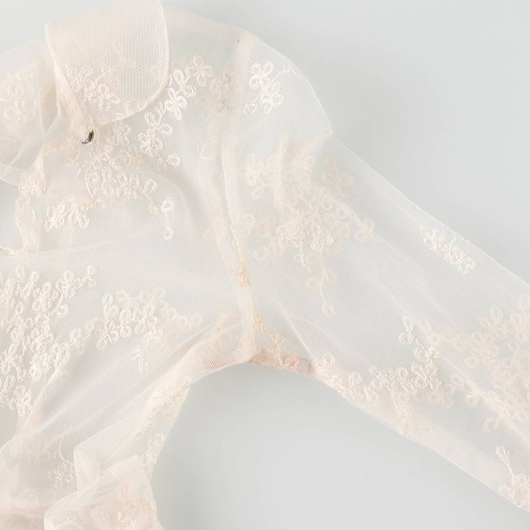 Lingerie gown, women's size L, maxi length, see-through unclear white type Vintage Second Hand