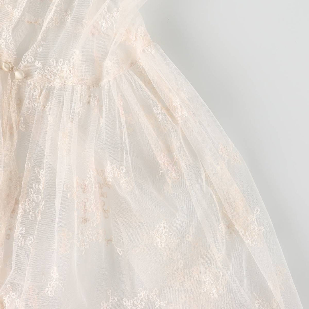 Lingerie gown, women's size L, maxi length, see-through unclear white type Vintage Second Hand